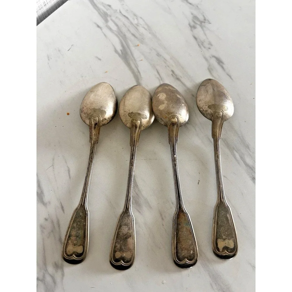 Antique Christofle France Silver Plated Dinner Serving Spoons Lot of 4 Fiddle A